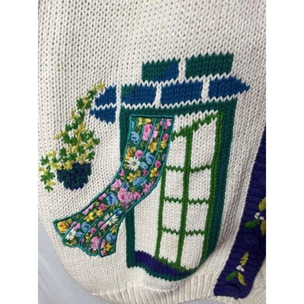 CST Studio Knit Sweater Vest Size 2x Floral Window Box Graphics Ramie Blend - Picture 7 of 14